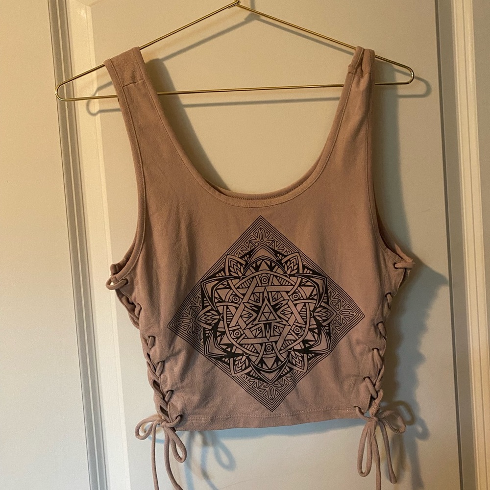 Tan Crop Top with Tie details